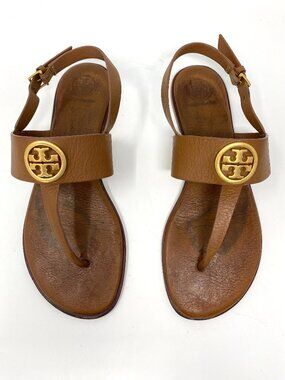 Tory Burch Benton Brown Thong Slingback Flat Sandals WITH FLAW